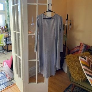 FOREVER 21 LONG LINE LONG SLEEVE WAFFLE KNIT CARDIGAN - VERY LONG